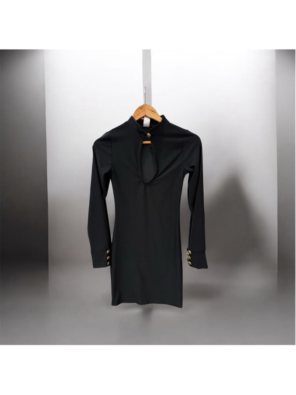 Unbranded Black Mini Dress Gold Buttons Size Medium
